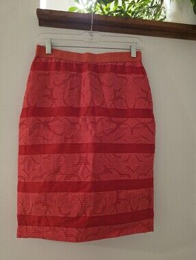 Ann Taylor Coral Textured Pencil Skirt